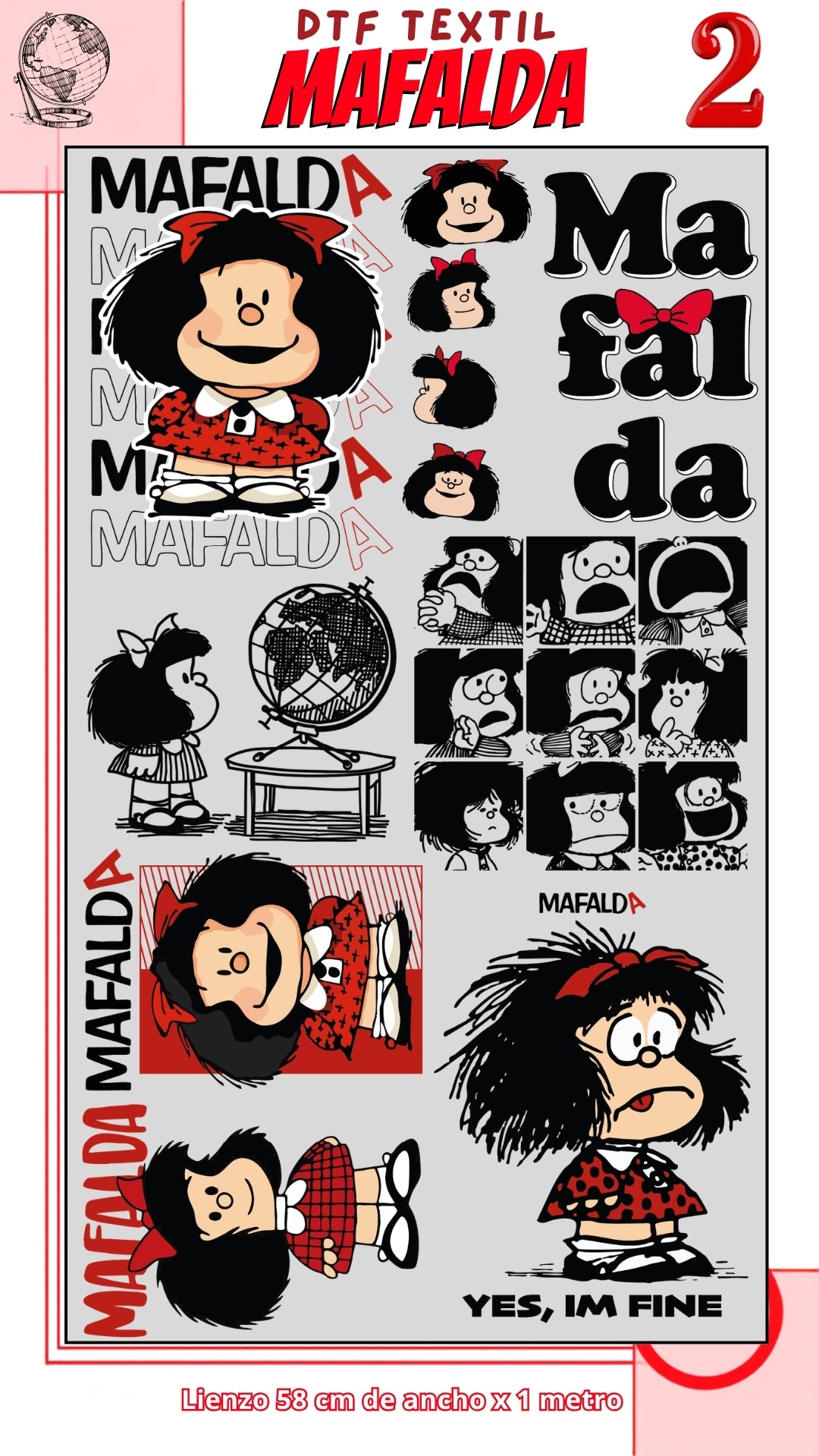 Lienzo TEXTIL Mafalda