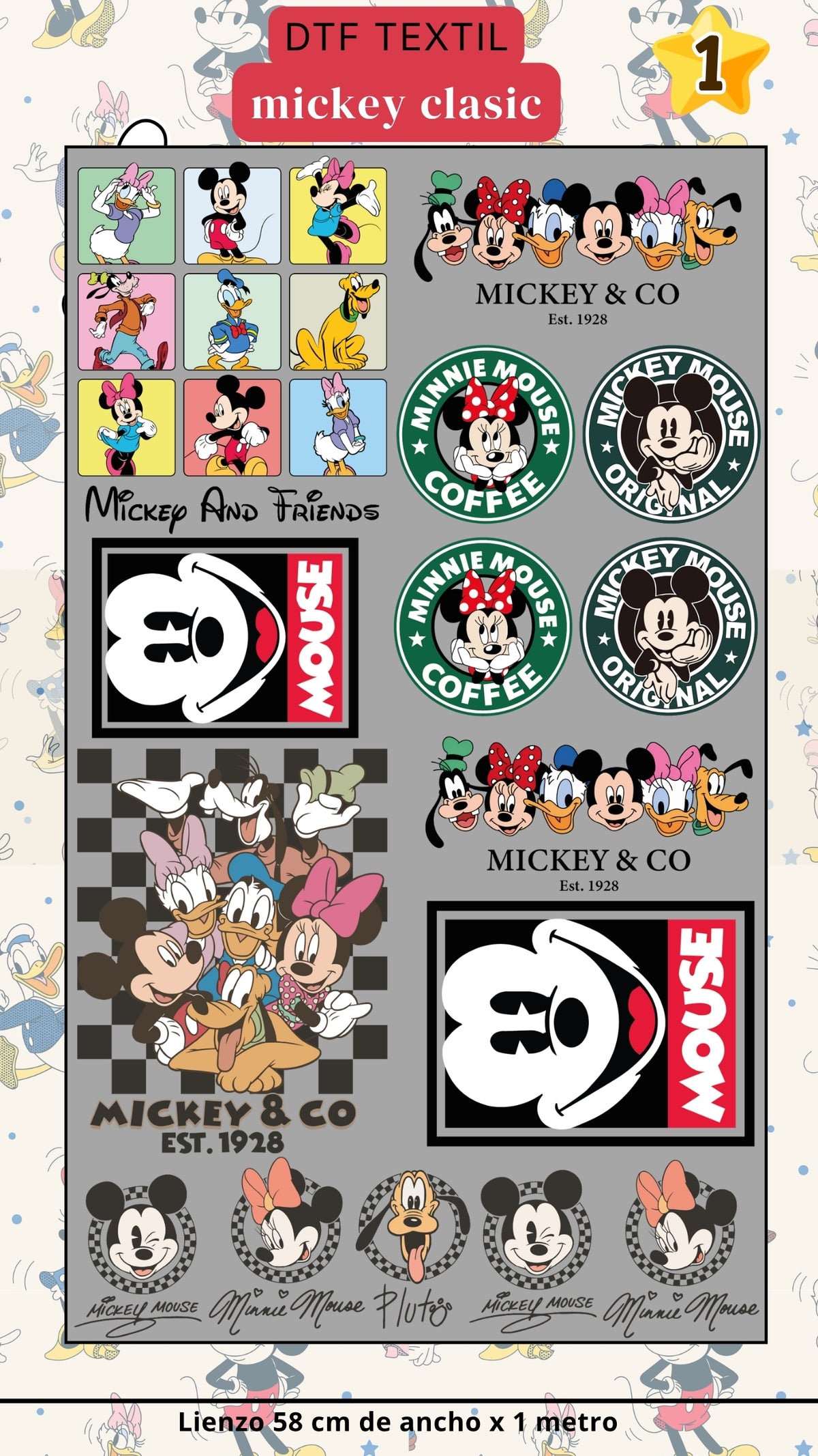 Lienzo TEXTIL Mickey classic