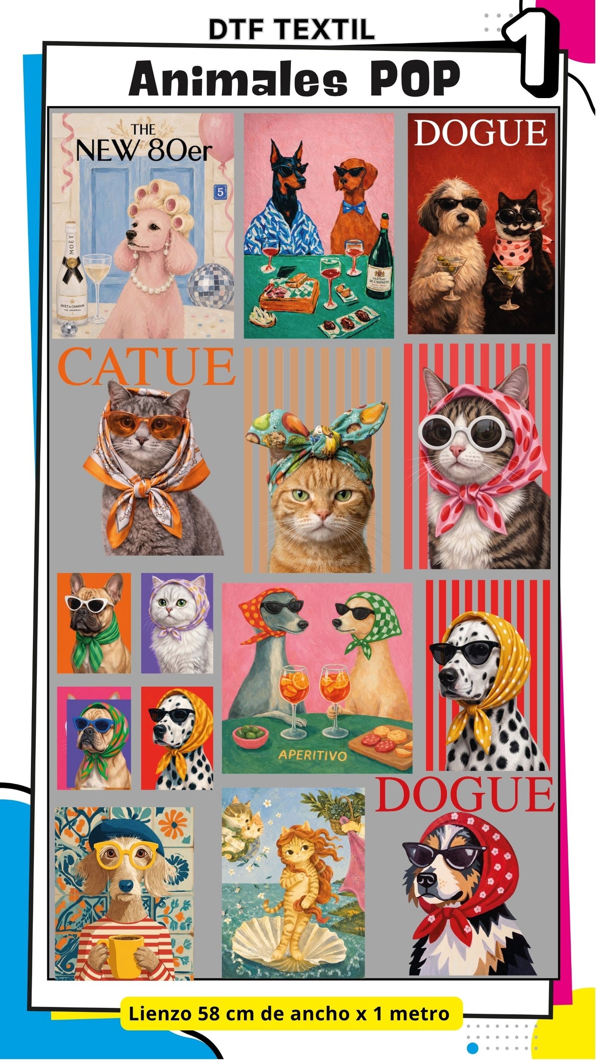 Lienzo TEXTIL Animales POP