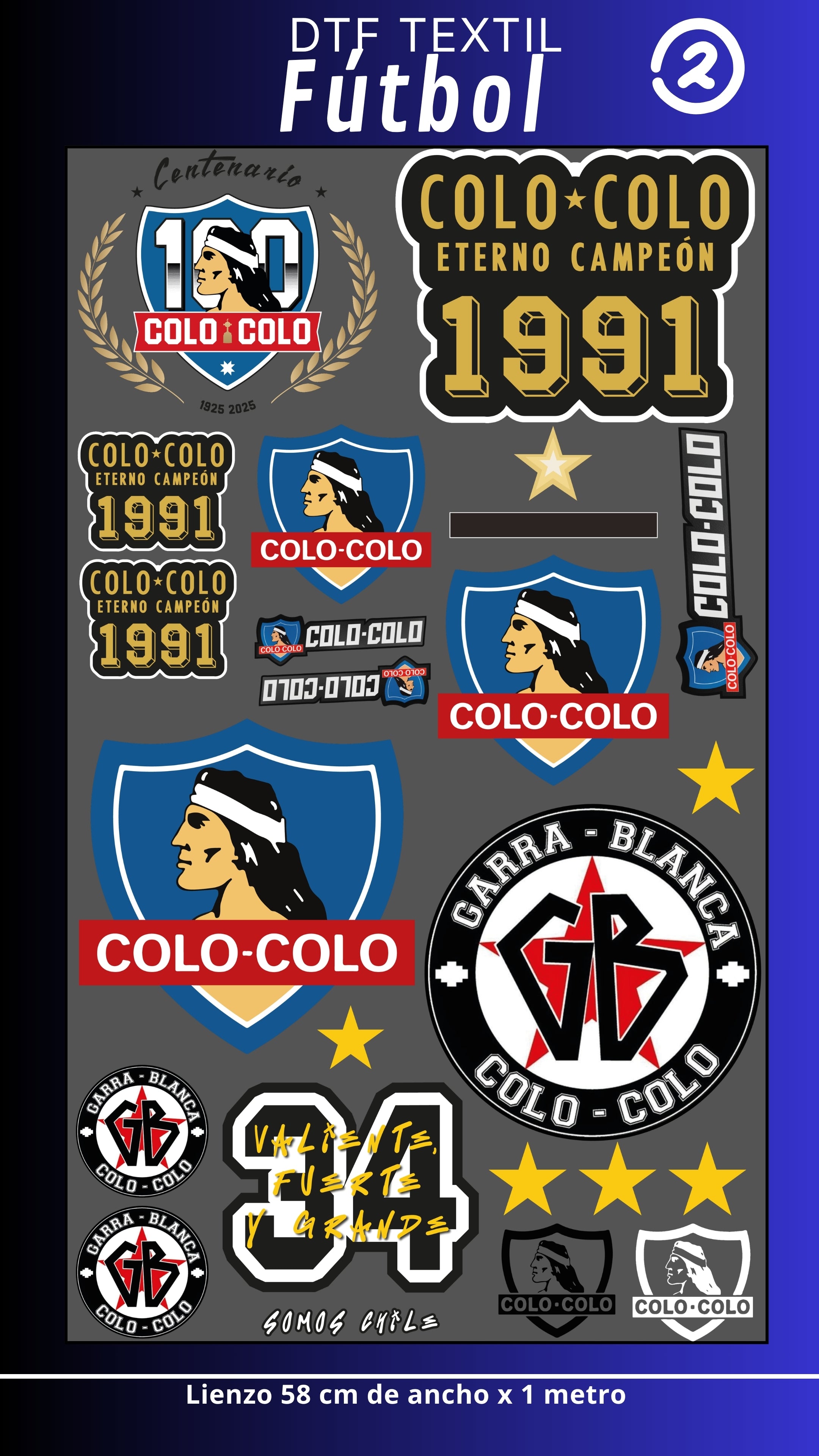 Lienzo Textil Fútbol chile 1