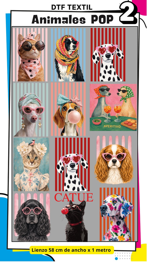 Lienzo TEXTIL Animales POP