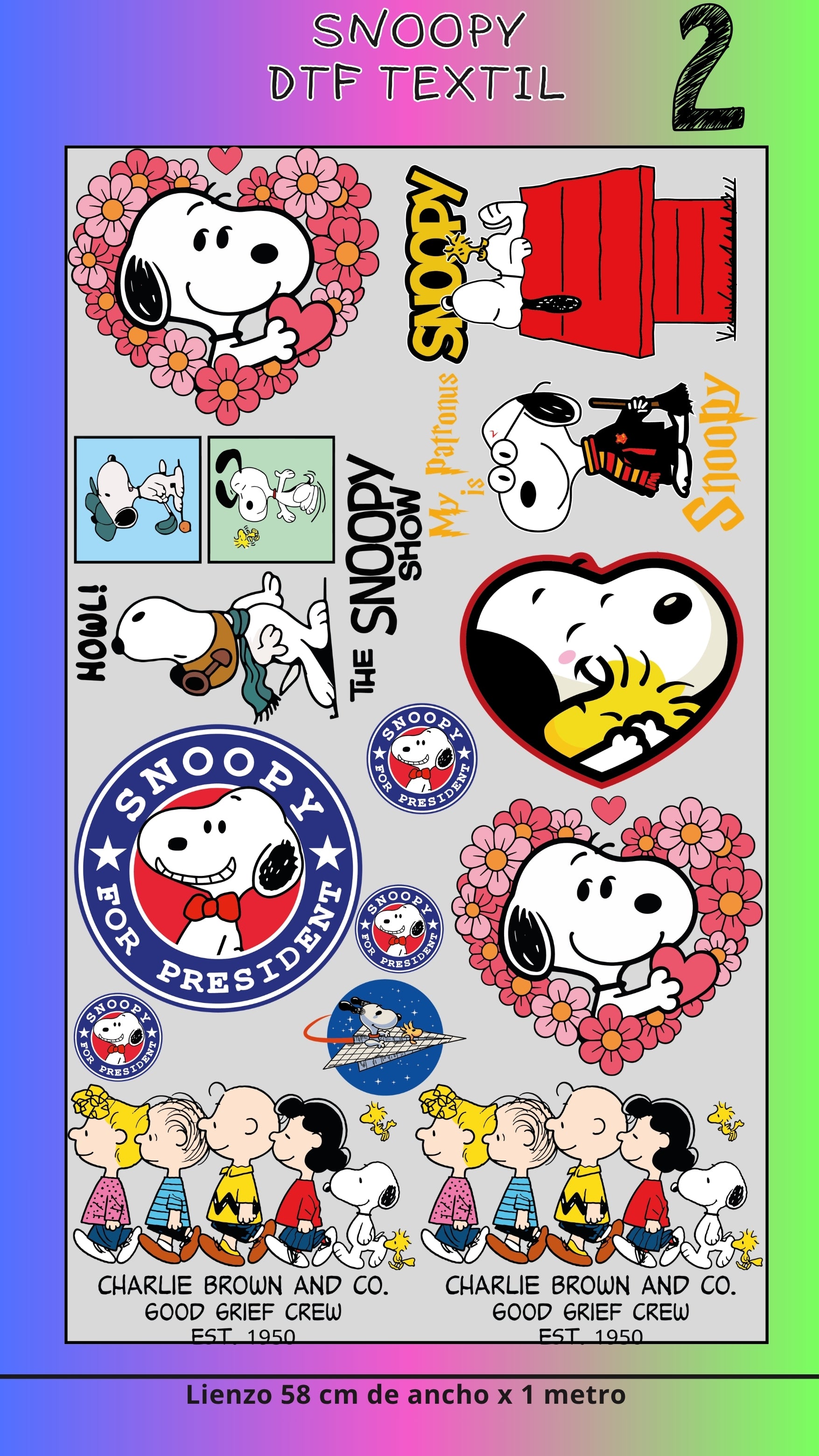 Lienzo Textil Snoopy