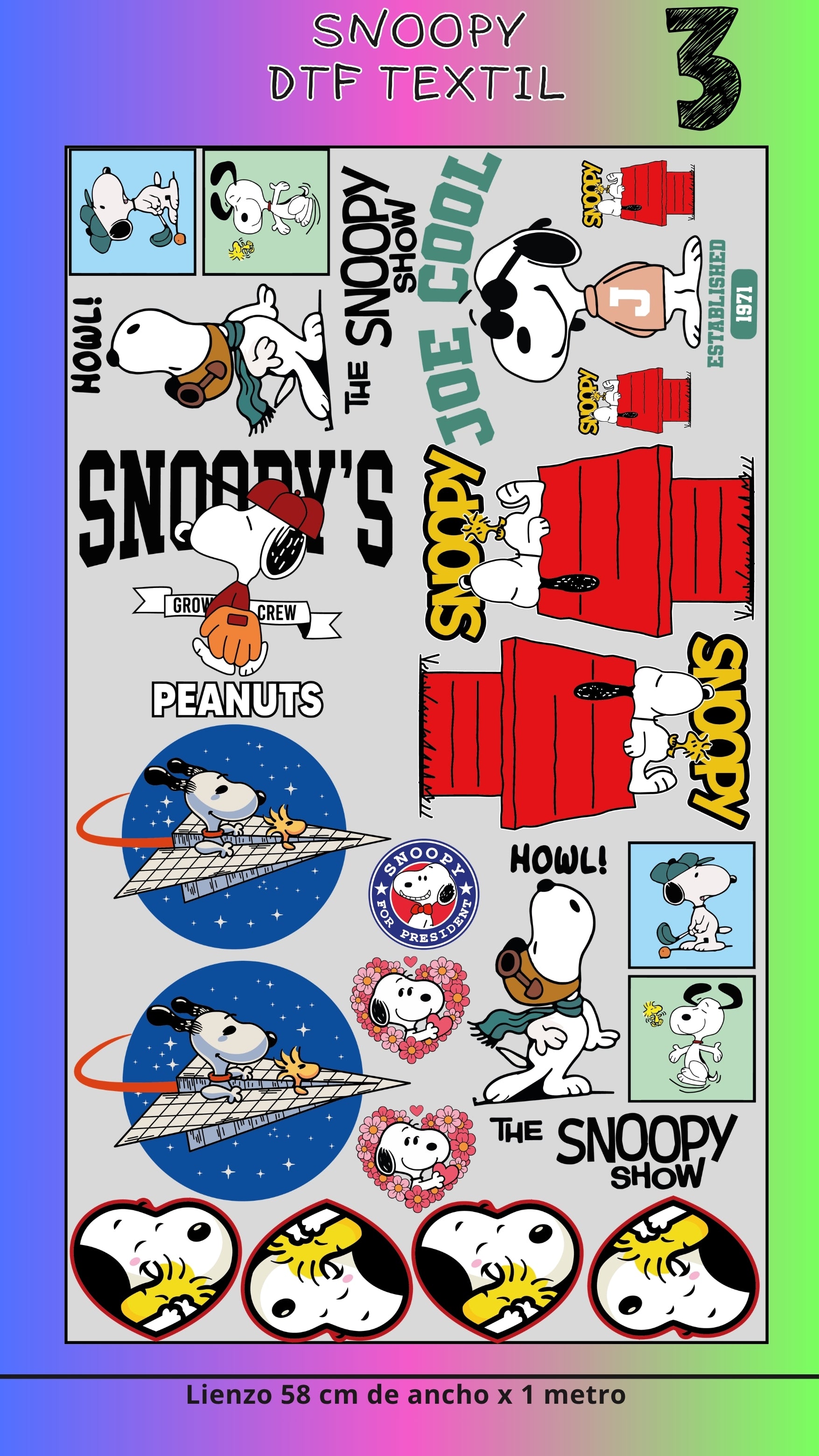 Lienzo Textil Snoopy