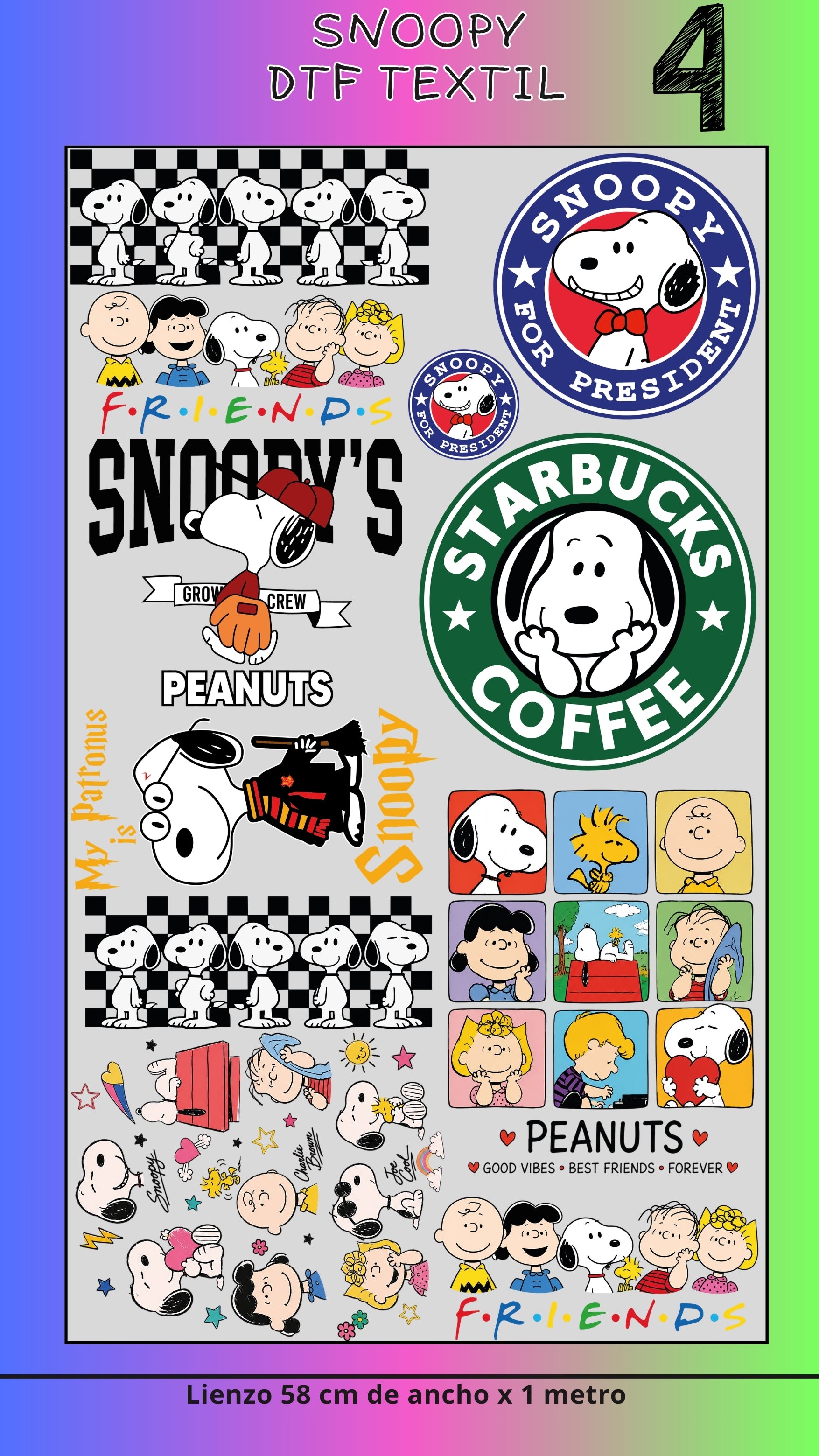 Lienzo Textil Snoopy