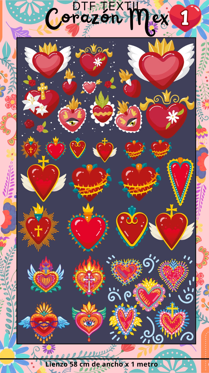 Lienzo TEXTIL Corazón mex