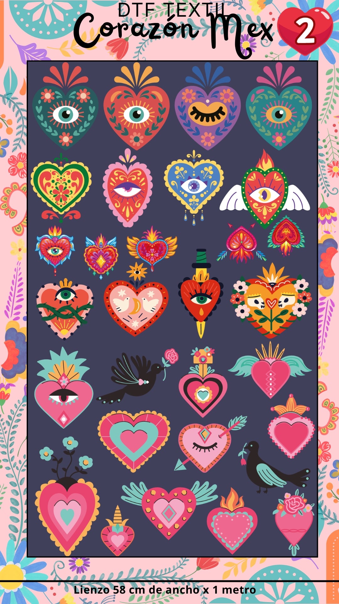 Lienzo TEXTIL Corazón mex