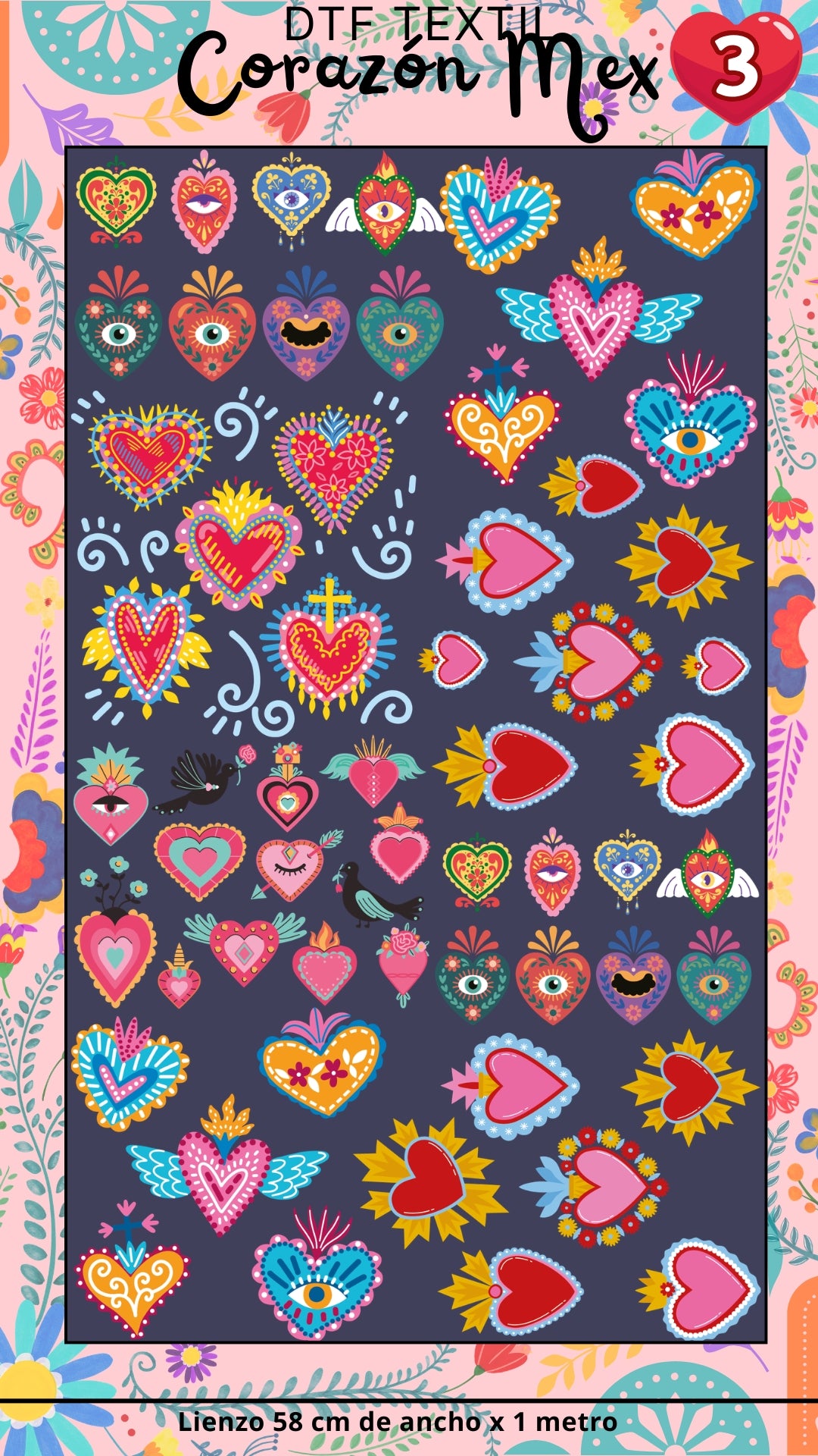 Lienzo TEXTIL Corazón mex